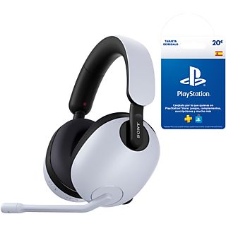 Auriculares gaming - Sony INZONE H7 + Tarjeta PlayStation 20€, Inalámbricos, 2.4 GHz, Sonido espacial 360, 40 horas, Micrófono alta calidad, PC / PS5