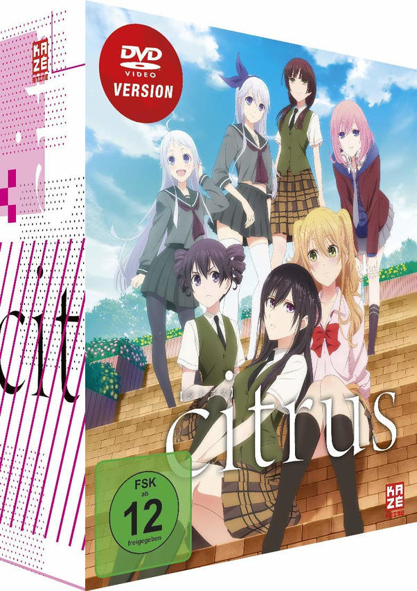 Anime-DVD-Box-Set: Citrus, mit mehreren jungen Frauen in Schuluniformen. Das Cover hat Text und Logos.