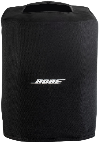 Fekete Bose hangszóró borító a fehér Bose logóval az elején.