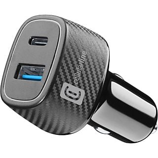 Cargador coche - CellularLine CBRUSB2PD48WK, 2 Puertos USB, Negro