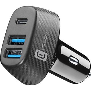 Cargador coche - CellularLine CBRUSB3PD44WK, 3 Puertos USB, Negro