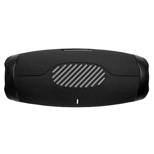 Altavoz JBL negro, forma rectangular con una rejilla. Vista superior.