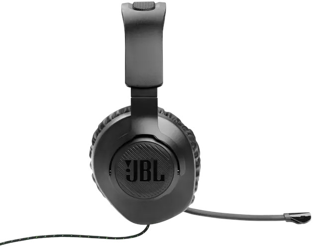 Casque JBL noir avec microphone.