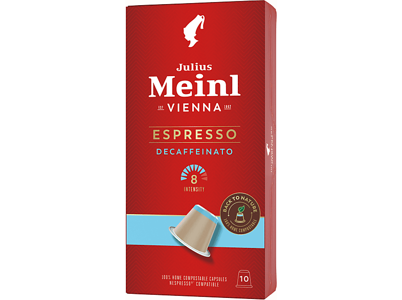 Julius Meinl Espresso Decaf Biologisch Abbaubare Kaffeekapseln, 10 Stück, Kompatibles System: Nespresso
