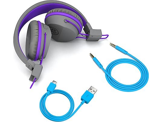 JLAB AUDIO JBuddies Studio - Casques (On-ear, Gris/Violet)