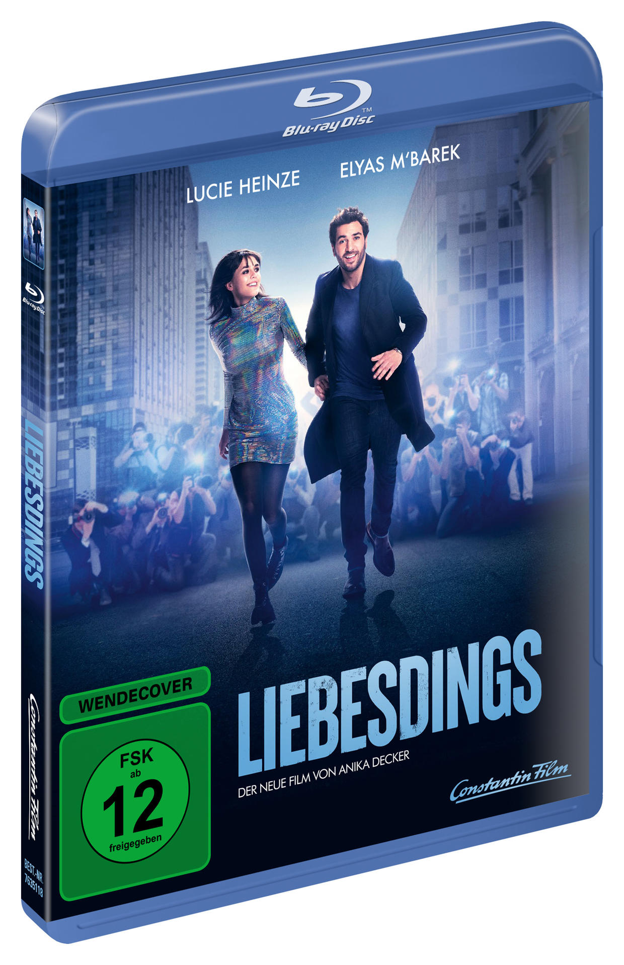 Blu-ray-Disc-Hülle mit dem Film 'Liebesdings'. Mit den Schauspielern Lucie Heinze und Elyas M'Barek.
