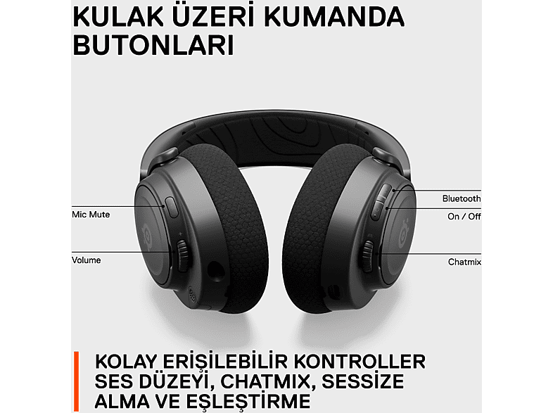 STEELSERIES Arctis Nova 7 Wireless Bluetooth Kulak Üstü Kulaklık Siyah_10