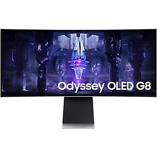 SAMSUNG Gaming Monitor Odyssey G8 Curved, 34 Zoll, QHD, 21:9, 175Hz, 0.1ms, OLED, FreeSync Premium, Silber