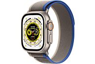 APPLE Watch Ultra (2022), GPS + Cellular, 49 mm, Caja de titanio, Cristal de zafiro, Correa Loop Trail en Talla M/L de color Azul/Gris