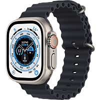 APPLE Watch Ultra (2022), GPS + Cellular, 49 mm, Caja de titanio, Cristal de zafiro, Correa Ocean de color Medianoche