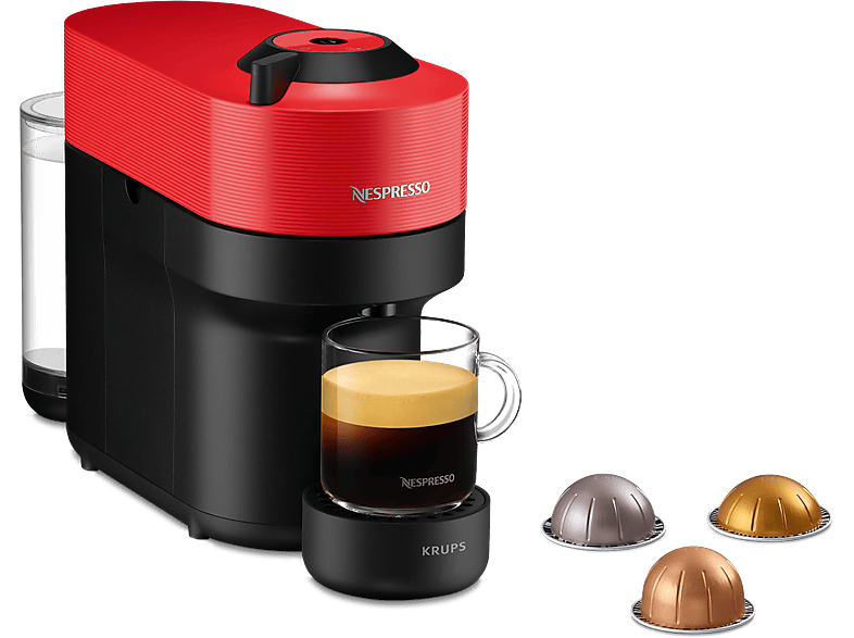 Cafetera de cápsulas  Nespresso® Krups Vertuo Pop XN920510, 1500 W, 0.56  L, Calentamiento 30 s, Tecnología Centrifusion™, Bluetooth, Wi-Fi, Spicy Red