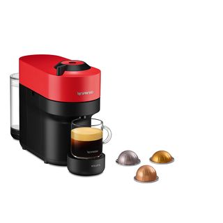 Cafetera de cápsulas - Nespresso® Krups Vertuo Pop XN920510, 1500 W, 0.56 L, Calentamiento 30 s, Tecnología Centrifusion™, Bluetooth, Wi-Fi, Spicy Red