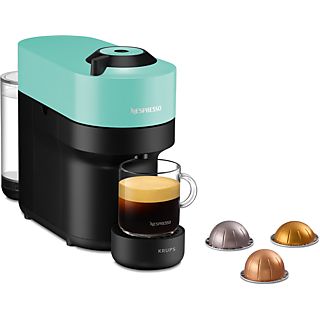 Cafetera de cápsulas - Nespresso® Krups Vertuo Pop XN920410, 1500 W, 0.56 L, Calentamiento 30 s, Tecnología Centrifusion™, Bluetooth, Wi-Fi, Aqua Mint