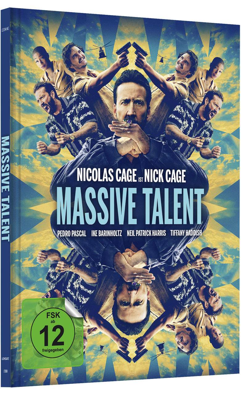 DVD-Box des Films "Massive Talent". Nicolas Cage ist auf dem Cover und hat mehrere Gesichter.