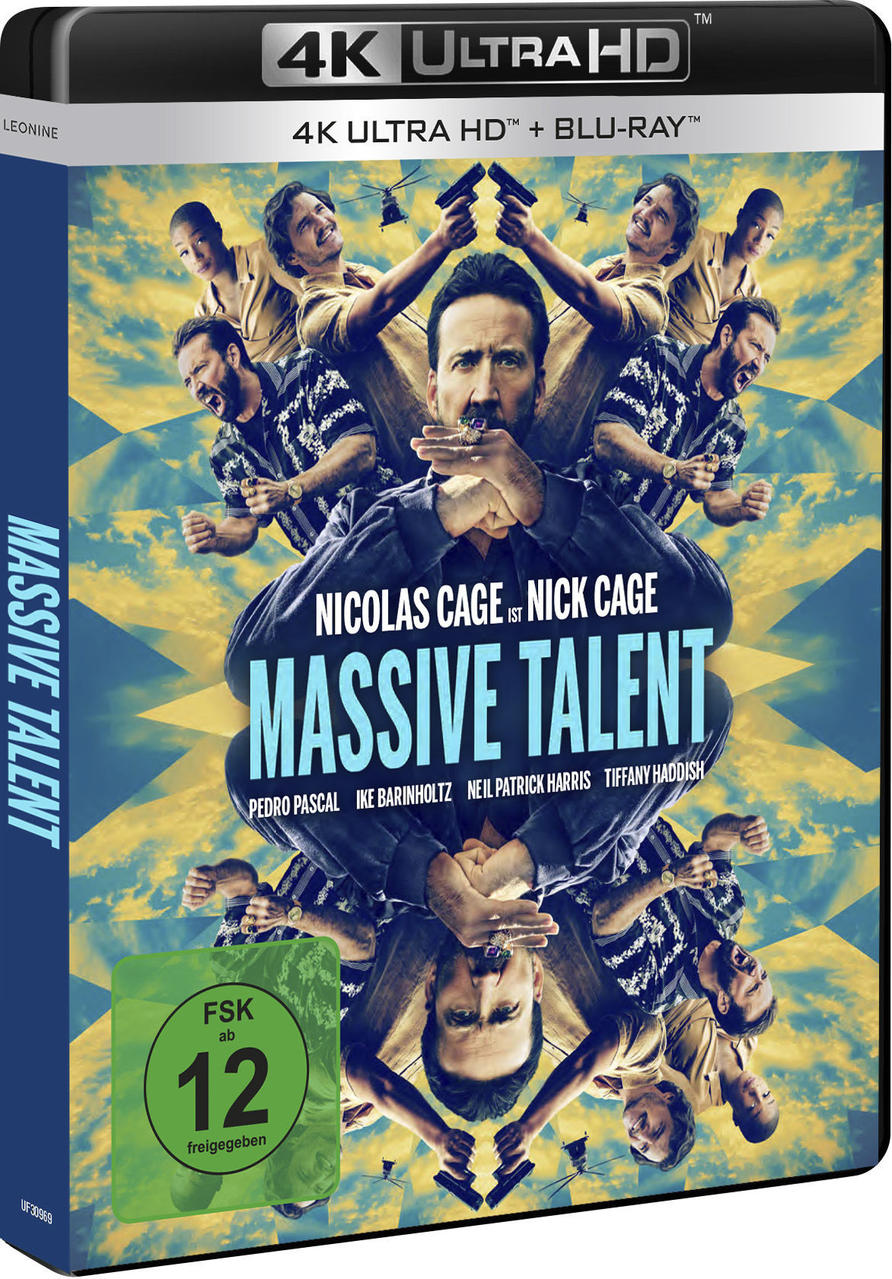 Filmcover mit Nicolas Cage im Zentrum. Titel: The Unbearable Weight of Massive Talent.
