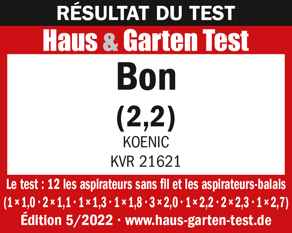 Grafico dei risultati del test, Haus & Garten Test, che mostra un voto 'Bon' con 2.2.
