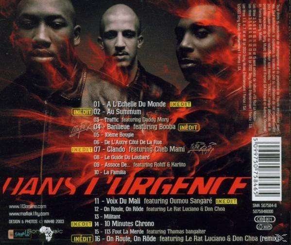 Egy CD tok hátlapja szöveggel és egy zenekar képeivel.