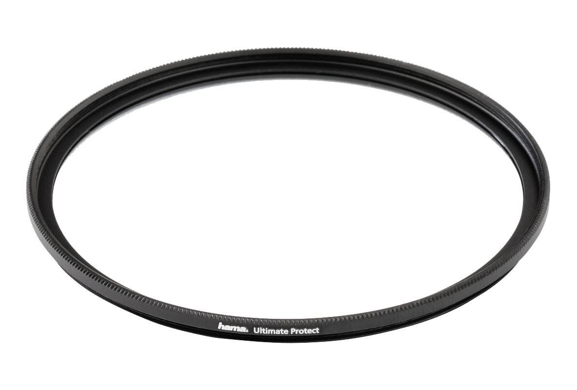 Filtro per obiettivo nero con design circolare e marchio 'hama'.