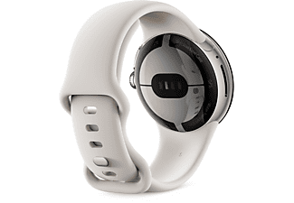 GOOGLE Pixel Watch LTE Smartwatch Edelstahl Fluorkautschuk, 130–210 mm, Polished Silver/Chalk