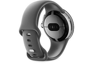 GOOGLE Pixel Watch LTE Smartwatch Edelstahl Fluorkautschuk, 130–210 mm, Polished Silver/Charcoal