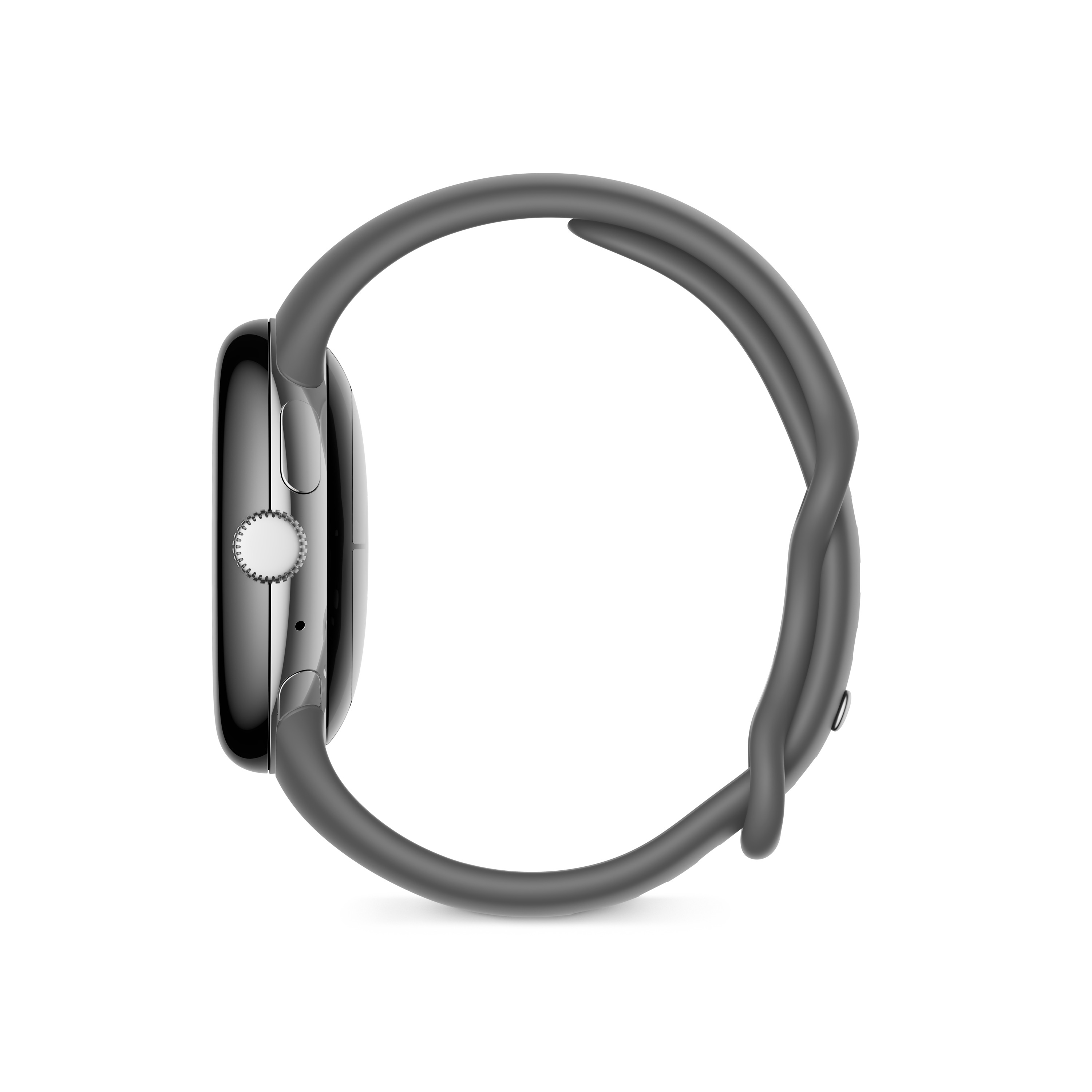 GOOGLE Pixel Watch mm, Polished Smartwatch LTE Edelstahl 130–210 Silver/Charcoal Fluorkautschuk