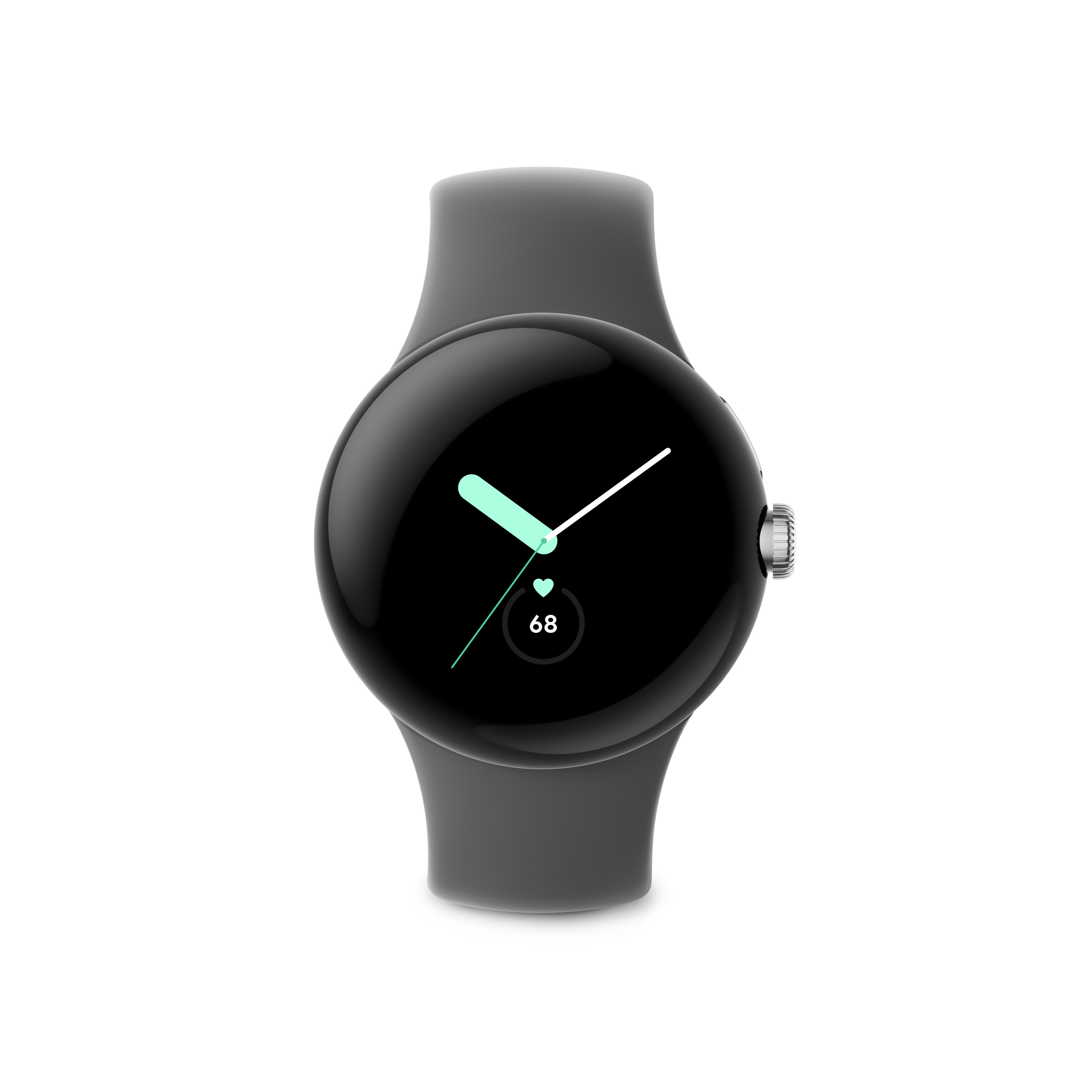 GOOGLE Pixel Watch LTE Smartwatch Edelstahl Polished Fluorkautschuk, mm, 130–210 Silver/Charcoal
