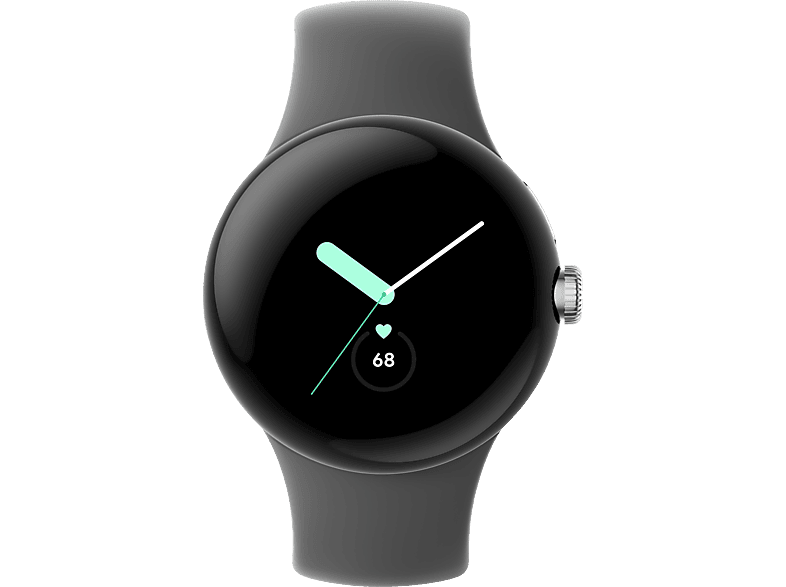 GOOGLE Pixel Watch LTE 130–210 Edelstahl Polished mm, Silver/Charcoal Smartwatch Fluorkautschuk