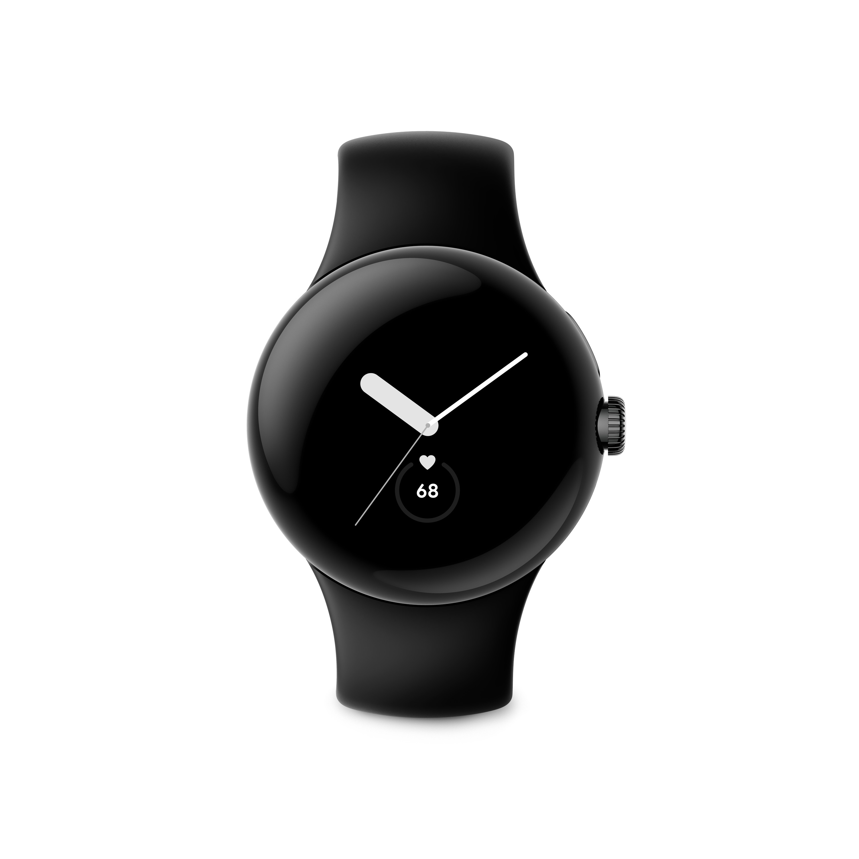 GOOGLE Pixel Watch 130–210 mm, Edelstahl Wi-Fi Fluorkautschuk, Smartwatch Black/Obsidian Matte