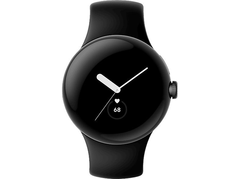 GOOGLE Pixel Watch Wi-Fi Smartwatch Fluorkautschuk, Edelstahl mm, Black/Obsidian 130–210 Matte