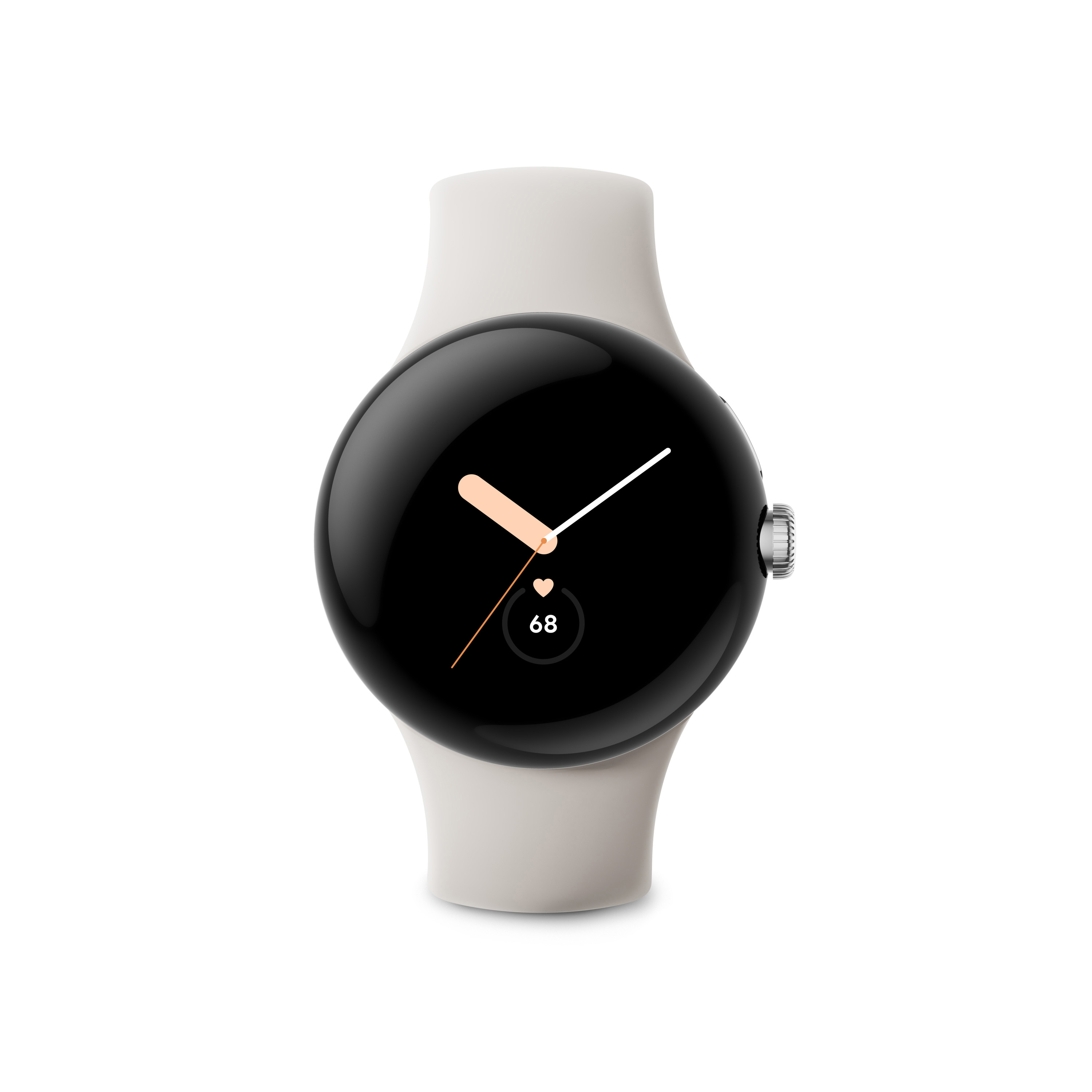 130–210 Pixel Wi-Fi Edelstahl Smartwatch GOOGLE Fluorkautschuk, Polished Silver/Chalk Watch mm,