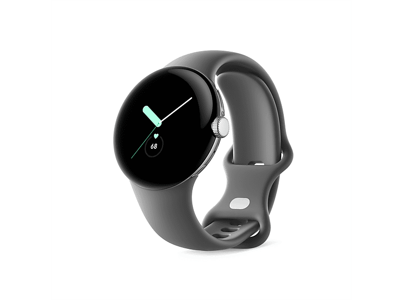 Thumbnail - GOOGLE Pixel Watch Wi-Fi Smartwatch Edelstahl Fluorkautschuk, 130–210 mm, Polished Silver/Charcoal