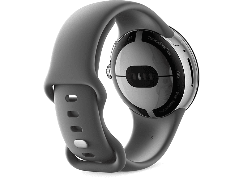 Thumbnail - GOOGLE Pixel Watch Wi-Fi Smartwatch Edelstahl Fluorkautschuk, 130–210 mm, Polished Silver/Charcoal