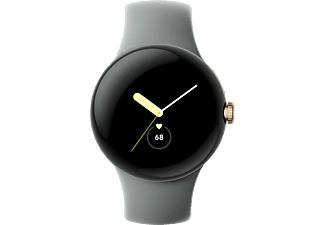 GOOGLE Pixel Watch Wi-Fi Smartwatch Edelstahl Fluorkautschuk, 130–210 mm, Champagne Gold/Hazel