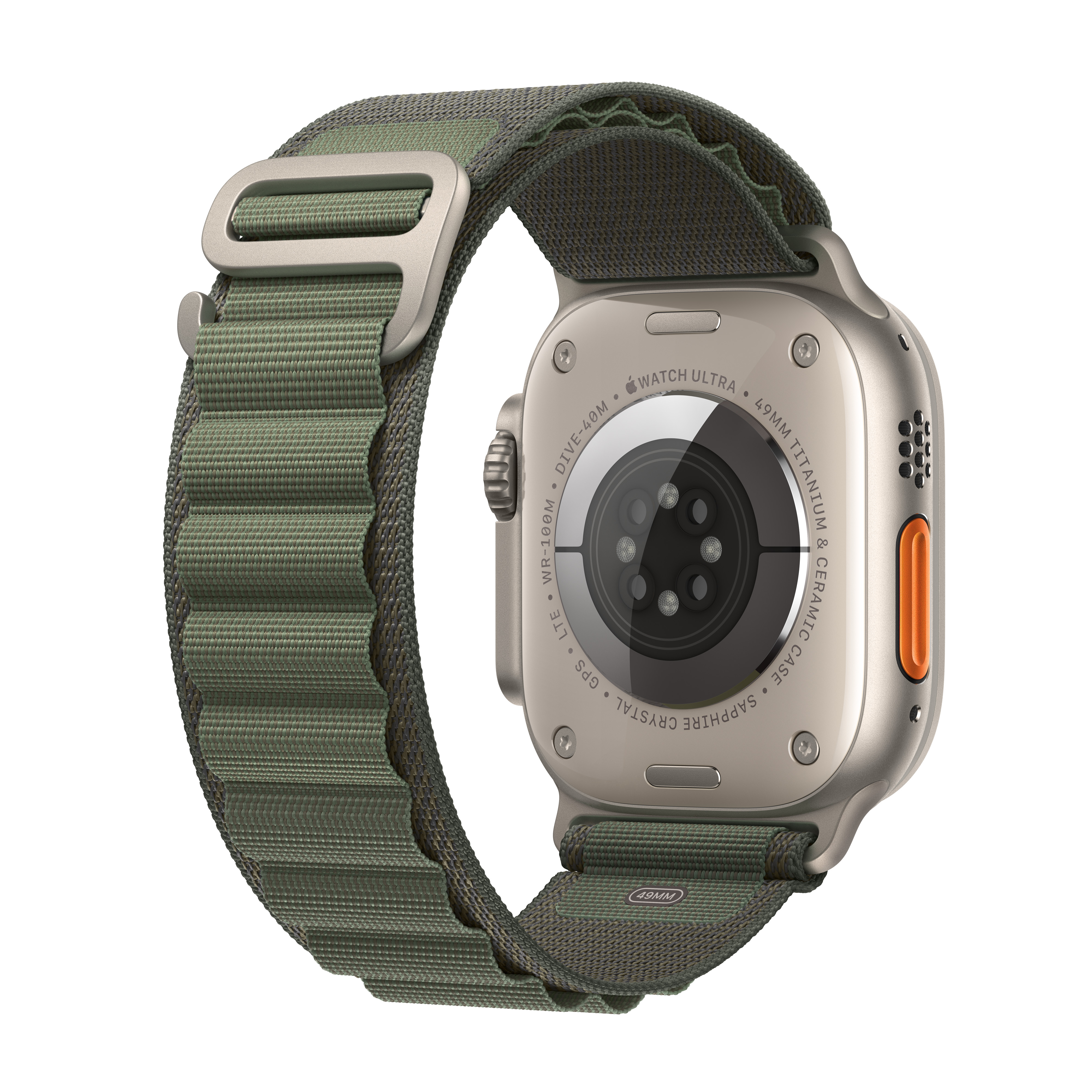 APPLE Watch Ultra GPS + Cellular 49 mm MNHJ3TU/A Titanyum Kasa ve Yeşil Alpine Loop - S