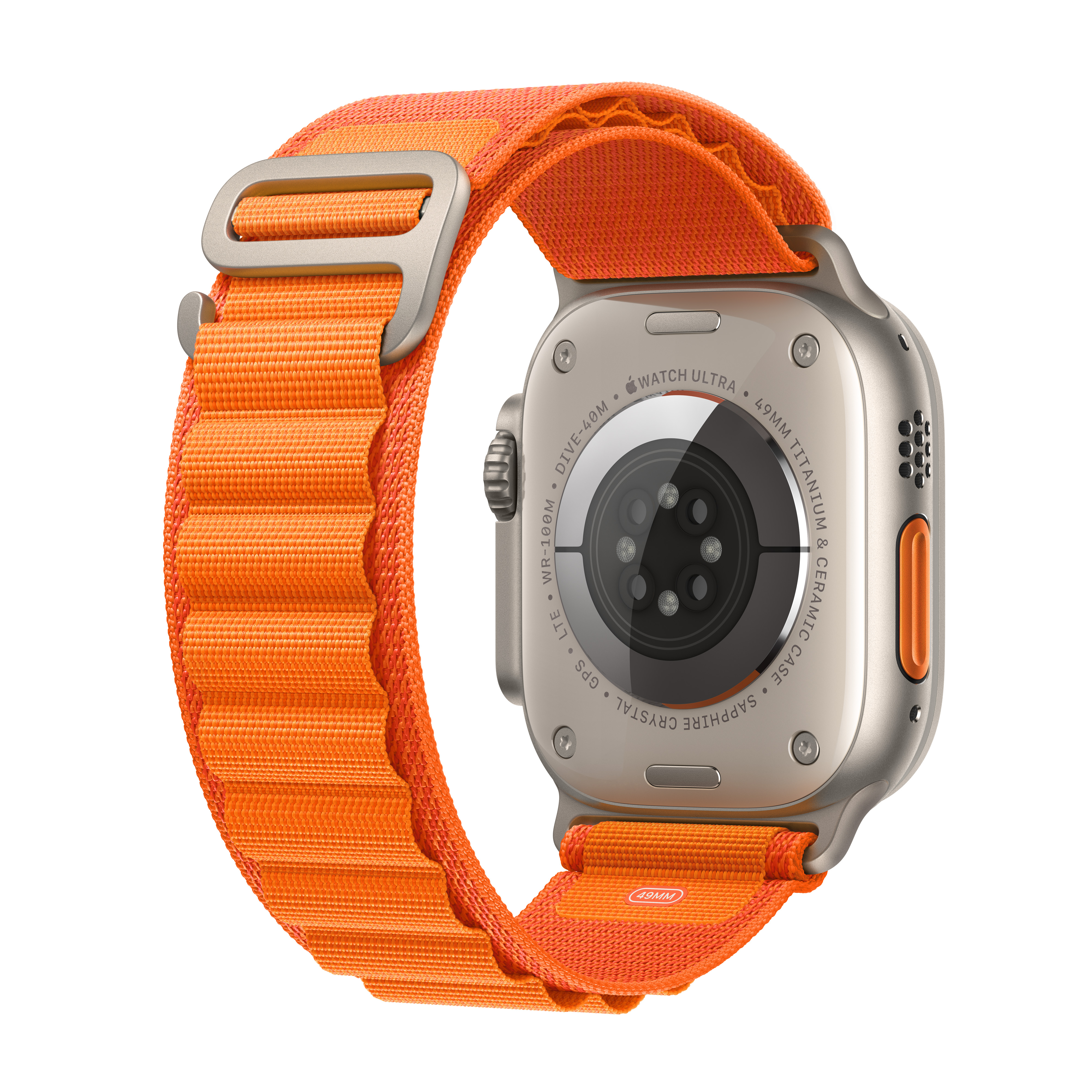 APPLE Watch Ultra GPS + Cellular 49 mm MQFL3TU/A Titanyum Kasa ve Turuncu Alpine Loop - M