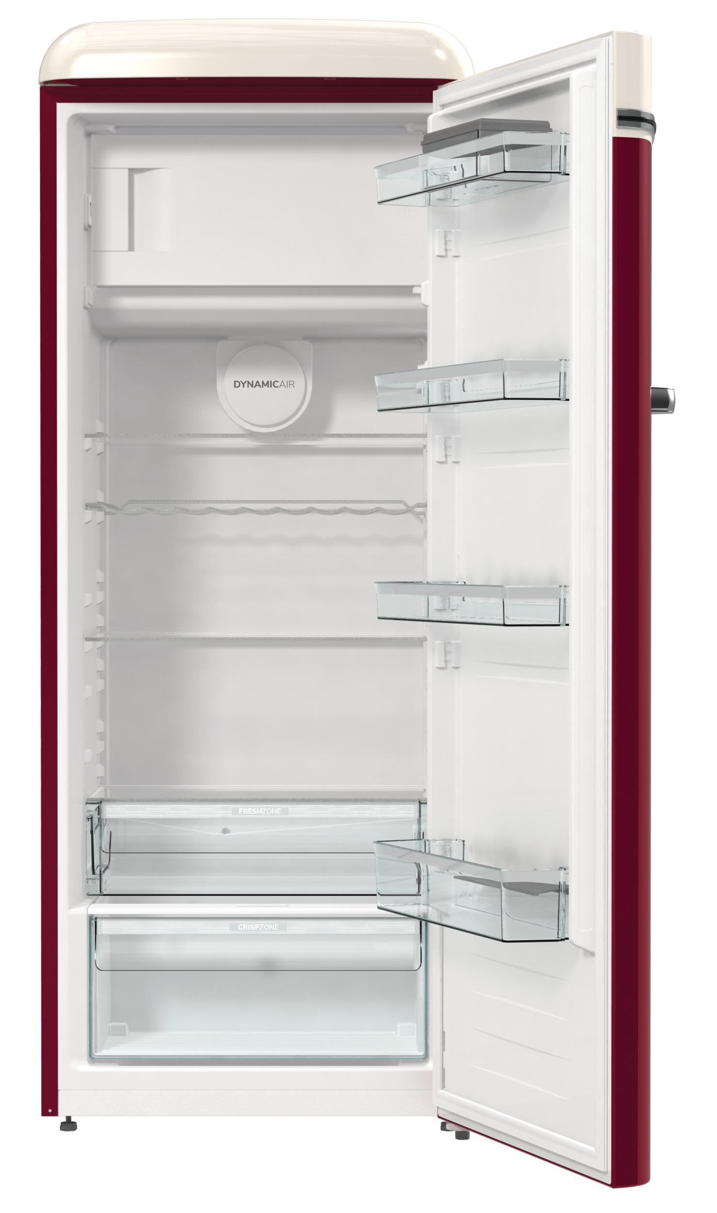 VW GORENJE Bulli hoch, (D, OBRB615DR Collection mm Retro Bordeaux) Kühlschrank 1525