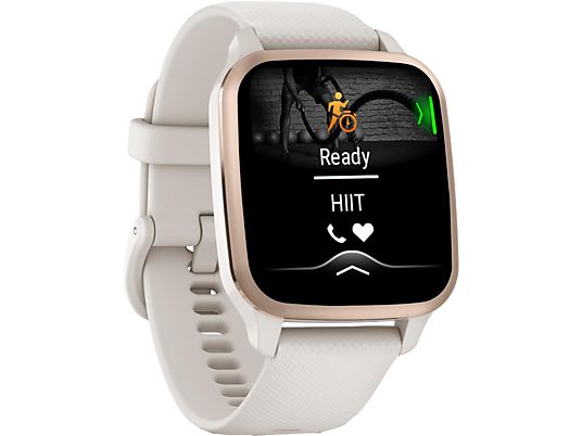 GARMIN Venu Sq 2 Music - GPS-Smartwatch (Largeur : 20 mm, silicone, Ivoire / or perlé)