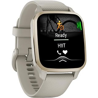 GARMIN Venu Sq 2 Music - GPS-Smartwatch (Largeur : 20 mm, silicone, Gris/Crème doré)