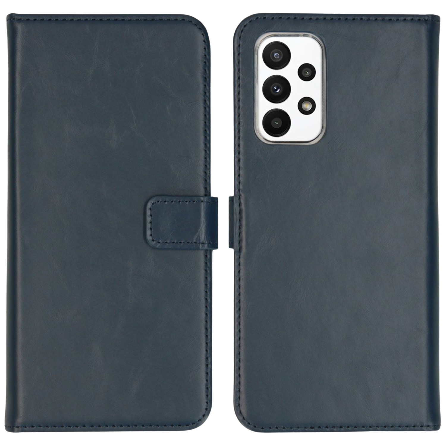 SELENCIA Echt Lederen Booktype voor Samsung Galaxy A23 Donkerblauw