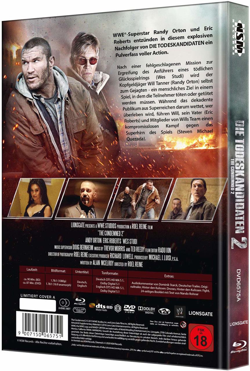 Rückseite einer DVD-Hülle. Mit Schauspielern, Text und Barcode. Der Titel lautet 'THE CONDEMNED 2'.