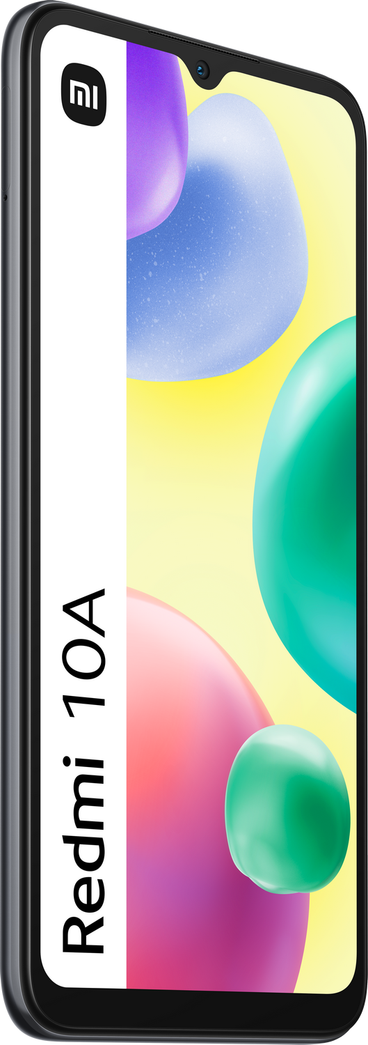 Smartphone con diseño colorido en pantalla y texto Redmi 10A.