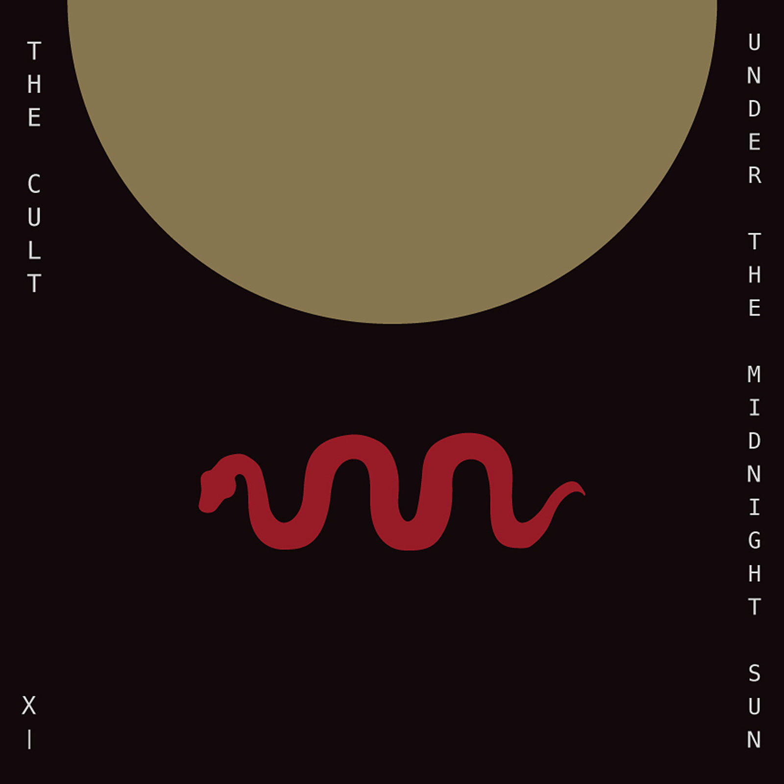 Albumcover: Schwarzer Hintergrund, goldene Sonne und eine rote Schlange. Text: 'Under The Midnight Sun'.