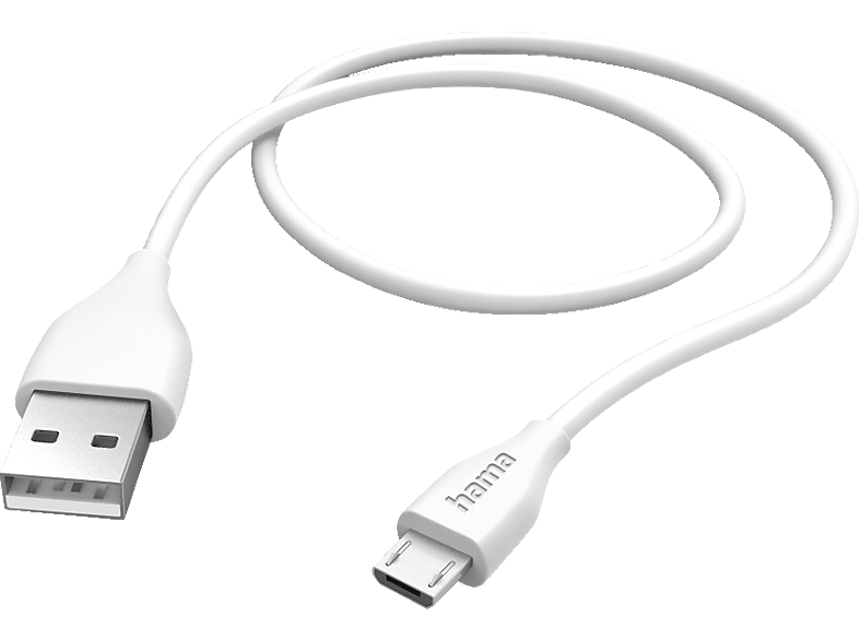 HAMA USB-A auf Micro-USB, Weiß m, 1,5 Ladekabel