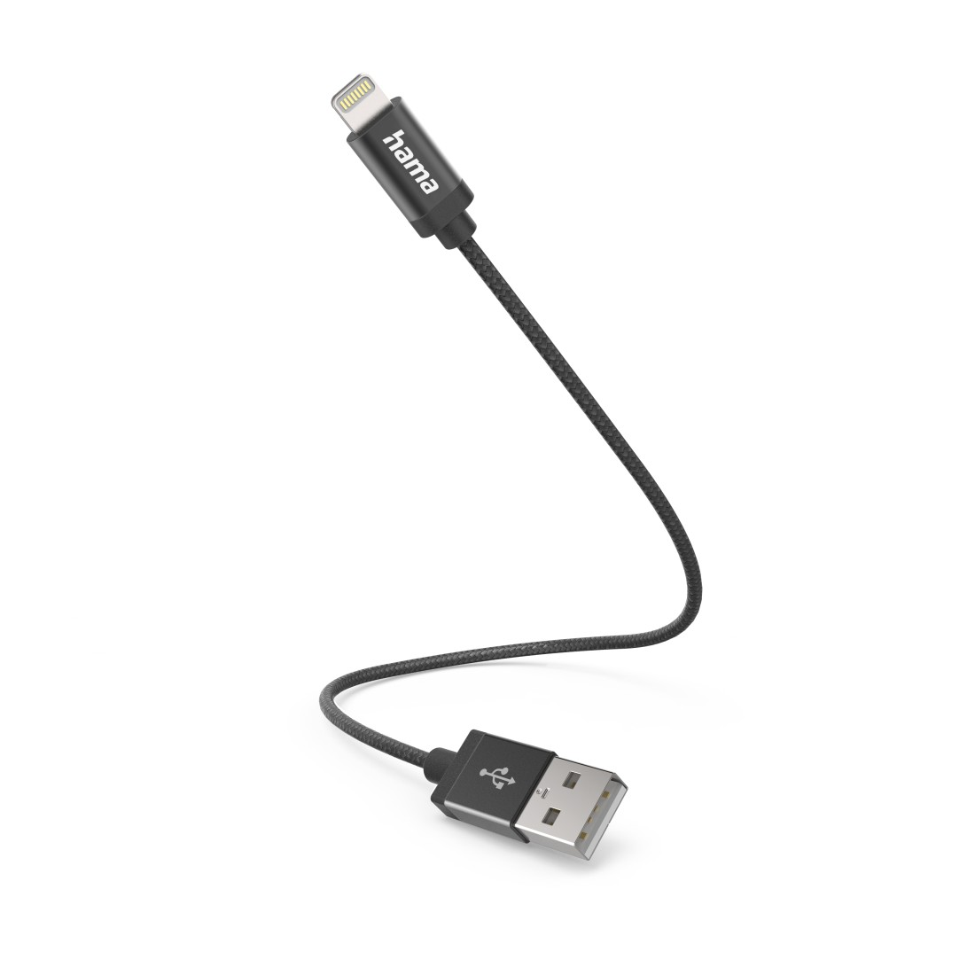 0,2 auf USB-A, Ladekabel, m, Schwarz Lightning HAMA