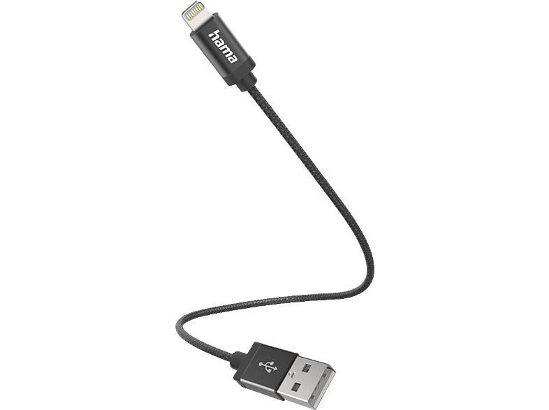 0,2 auf USB-A, Ladekabel, m, Schwarz Lightning HAMA