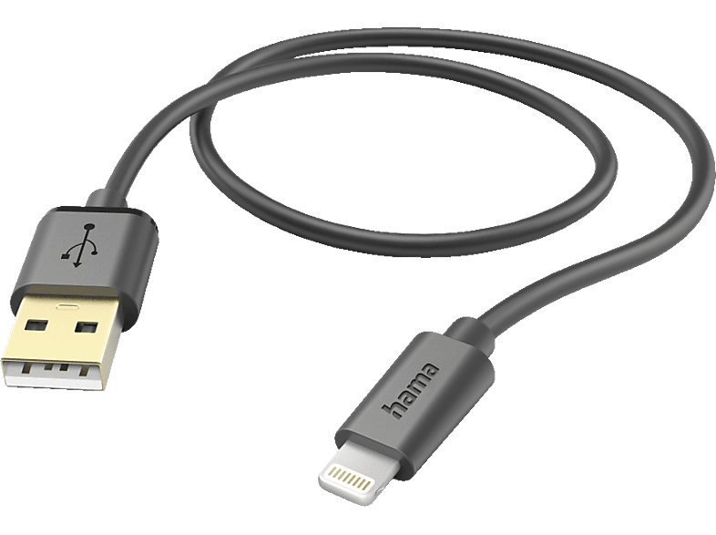 Ladekabel, 1,5 m, HAMA USB-A Schwarz auf Lightning,