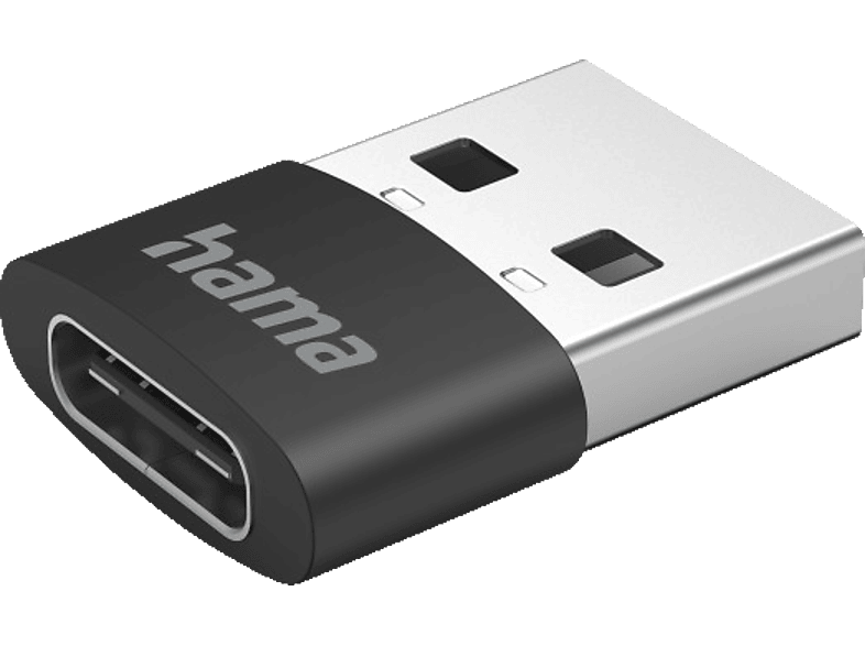 USB-A-Stecker auf USB-C-Buchse HAMA Schwarz Adapter, 3er Pack,