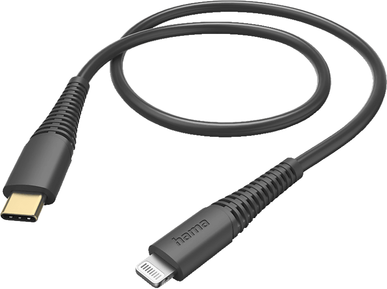 Lightning m, HAMA Ladekabel, auf USB-C, Schwarz 1,5