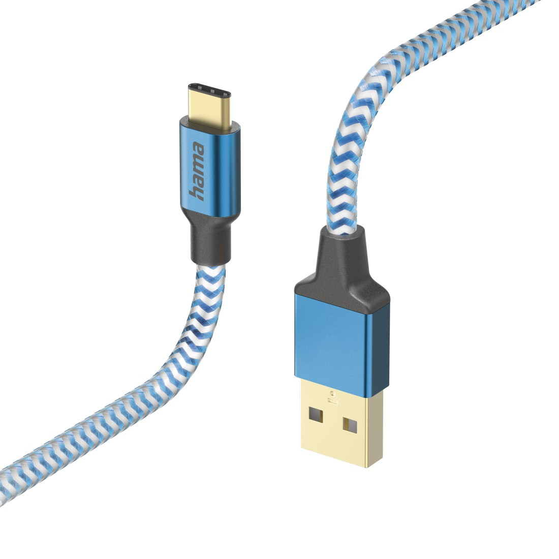 Blau USB-C HAMA m, Ladekabel, auf USB-A, 1,5 Reflective,