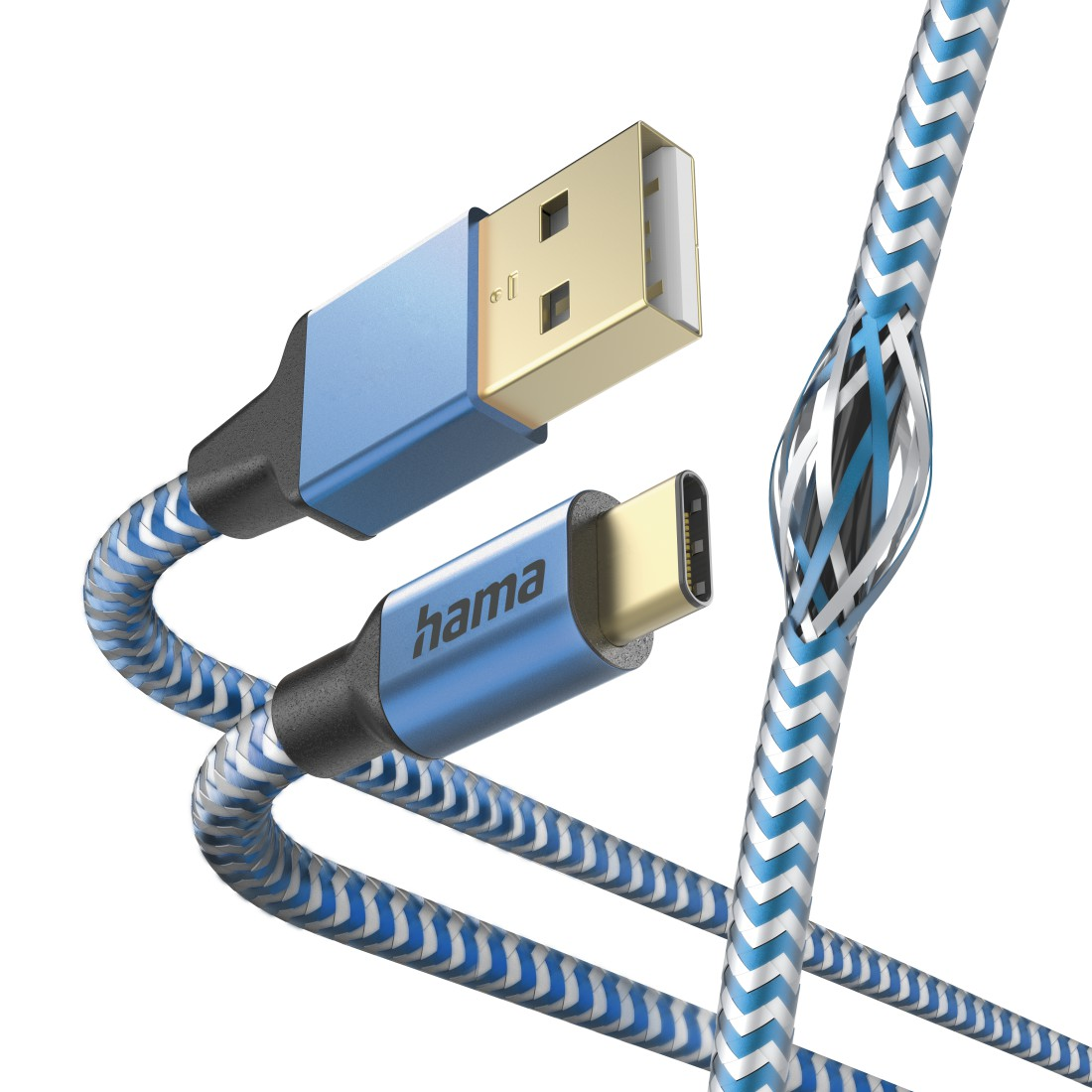 HAMA Reflective, USB-C m, auf Blau Ladekabel, 1,5 USB-A